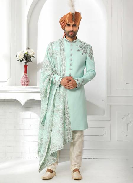 Pista Green Colour Wedding Wear Art Silk Sherwani Collection 1754